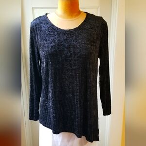 Calvin Klein Black Textured Velvet Asymmetrical Hem Long Sleeve Tunic NWT Sz XL